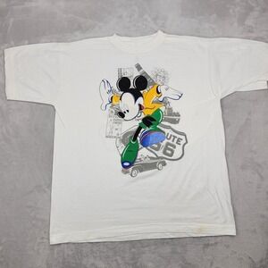 Vintage Mickey Mouse Shirt Men XXL Y2K 90s Americana‎ USA Classic Route 66 Adult